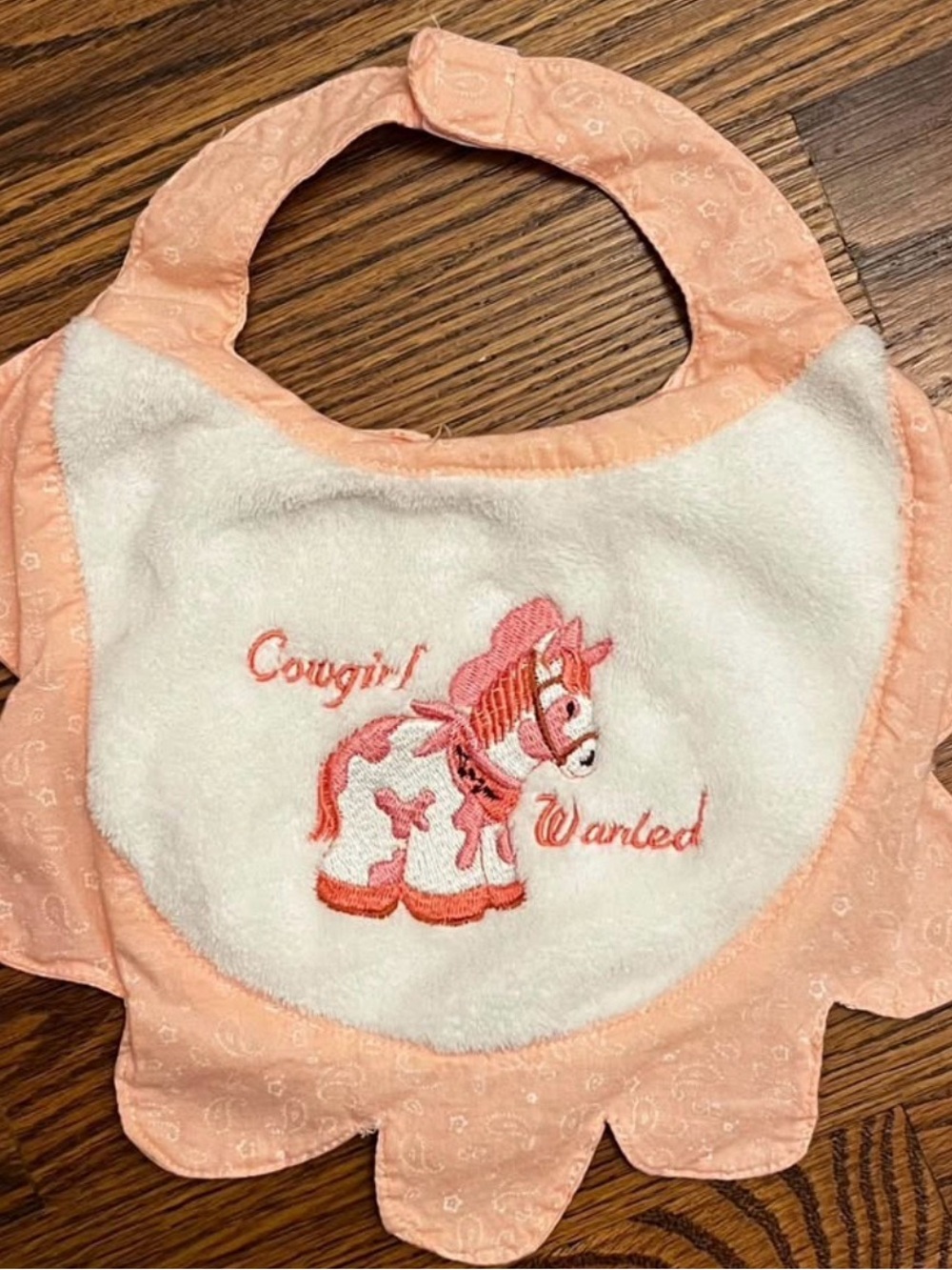 Pink Cowgirl Embroidered Baby Bib - Kids Accessories